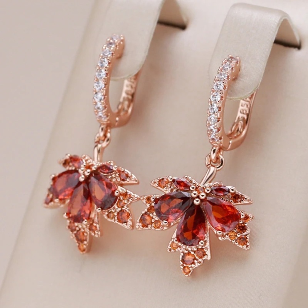 Rose Gold Plated Canada Maple Leaf Earrings